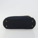 BALLY Chain Shoulder Bag Nylon Navy Gold Tone Auth 192792-9