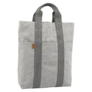 HERMES New Fourre Tout Cabas Hand Bag Canvas Gray Silver Auth 192794A-1