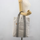 HERMES New Fourre Tout Cabas Hand Bag Canvas Gray Silver Auth 192794A-18