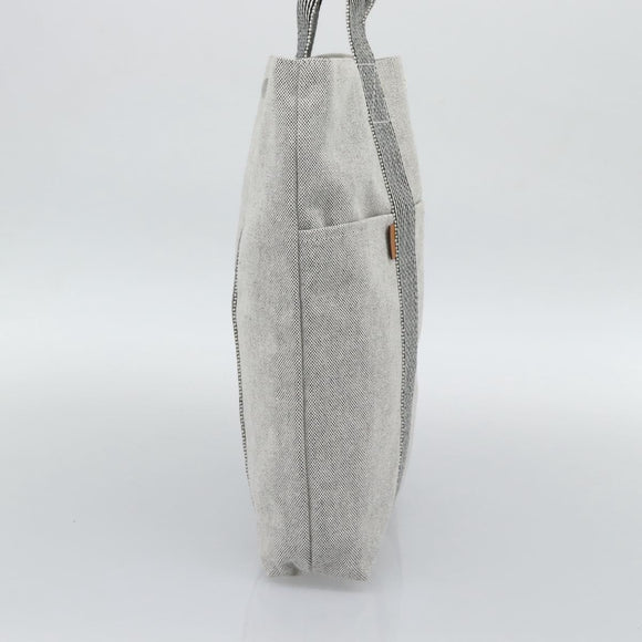 HERMES New Fourre Tout Cabas Hand Bag Canvas Gray Silver Auth 192794A