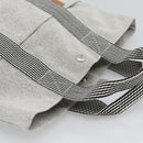 HERMES New Fourre Tout Cabas Hand Bag Canvas Gray Silver Auth 192794A-6
