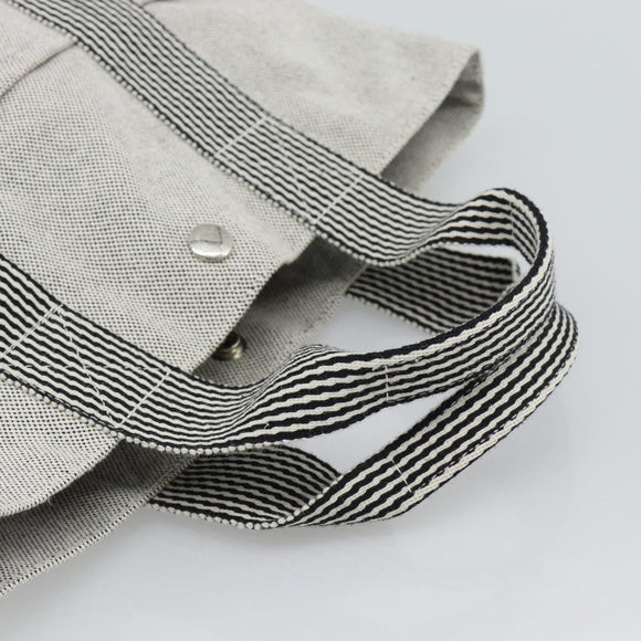 HERMES New Fourre Tout Cabas Hand Bag Canvas Gray Silver Auth 192794A