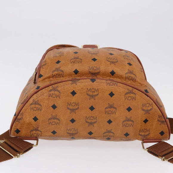 MCM Vicetos Backpack PVC Leather Brown Gold Tone Auth 192800A