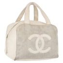 CHANEL COCO Mark Hand Bag Leather Ivory Silver CC Auth 192801-1