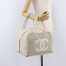 CHANEL COCO Mark Hand Bag Leather Ivory Silver CC Auth 192801-23