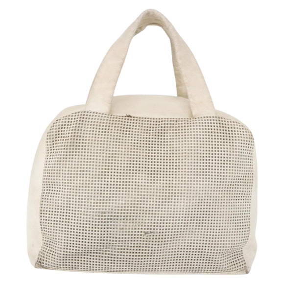 CHANEL COCO Mark Hand Bag Leather Ivory Silver CC Auth 192801