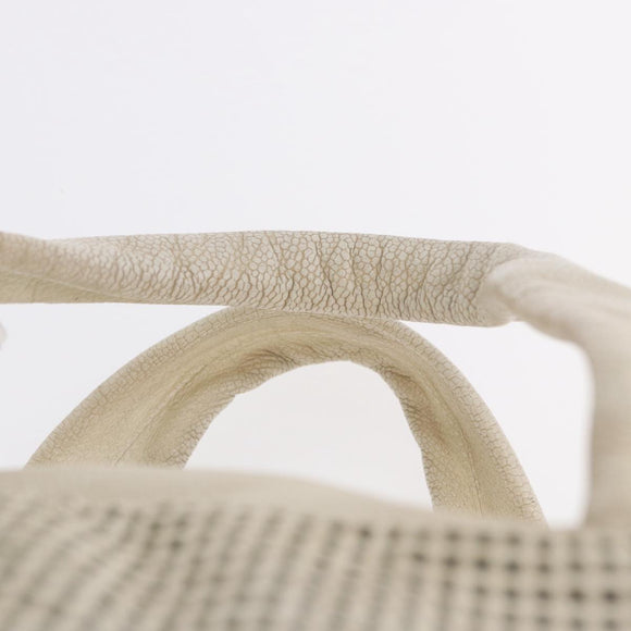 CHANEL COCO Mark Hand Bag Leather Ivory Silver CC Auth 192801