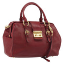 Miu Miu Hand Bag Leather 2way Red Gold Tone Auth 192802A-1
