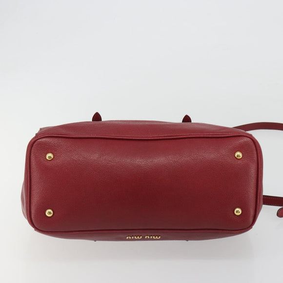 Miu Miu Hand Bag Leather 2way Red Gold Tone Auth 192802A