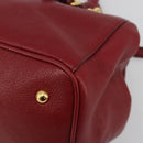 Miu Miu Hand Bag Leather 2way Red Gold Tone Auth 192802A-9