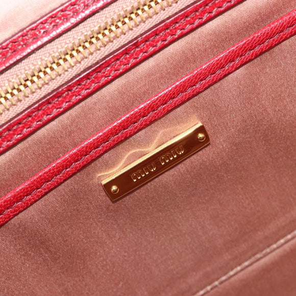 Miu Miu Hand Bag Leather 2way Red Gold Tone Auth 192802A