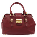 Miu Miu Hand Bag Leather 2way Red Gold Tone Auth 192802A-13
