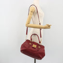 Miu Miu Hand Bag Leather 2way Red Gold Tone Auth 192802A-27