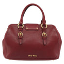 Miu Miu Hand Bag Leather 2way Red Gold Tone Auth 192802A-2