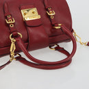 Miu Miu Hand Bag Leather 2way Red Gold Tone Auth 192802A-7