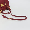 Miu Miu Hand Bag Leather 2way Red Gold Tone Auth 192802A-8