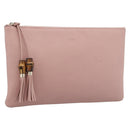 GUCCI Bamboo Clutch Bag Leather Outlet Pink Gold Tone 449653 Auth 192804A-1
