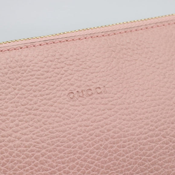 GUCCI Bamboo Clutch Bag Leather Outlet Pink Gold Tone 449653 Auth 192804A