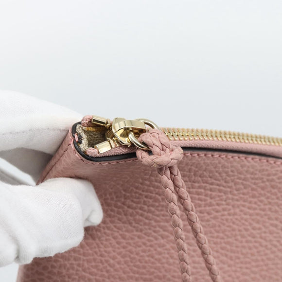 GUCCI Bamboo Clutch Bag Leather Outlet Pink Gold Tone 449653 Auth 192804A