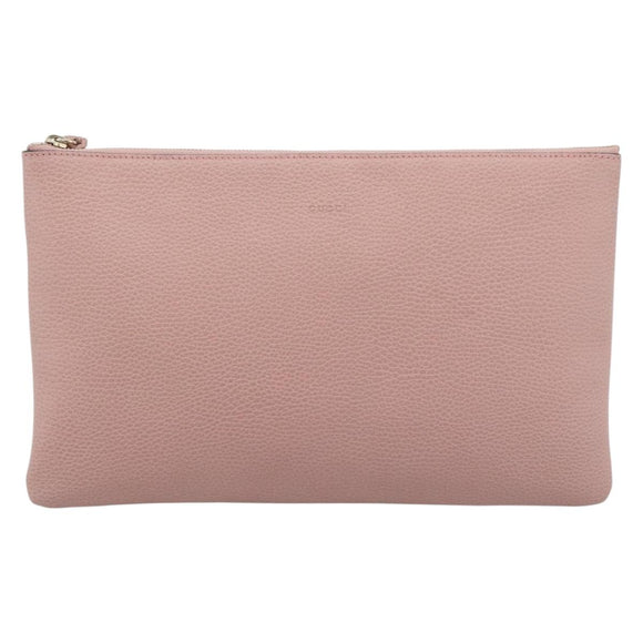 GUCCI Bamboo Clutch Bag Leather Outlet Pink Gold Tone 449653 Auth 192804A