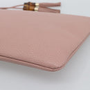 GUCCI Bamboo Clutch Bag Leather Outlet Pink Gold Tone 449653 Auth 192804A-9