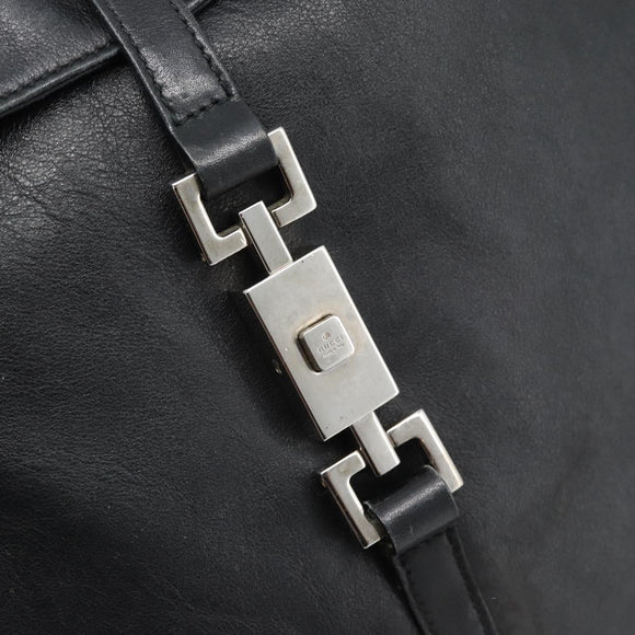 GUCCI Jackie Shoulder Bag Leather Black Silver 001.3355 Auth 192805