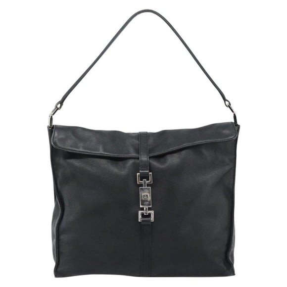 GUCCI Jackie Shoulder Bag Leather Black Silver 001.3355 Auth 192805