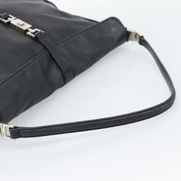 GUCCI Jackie Shoulder Bag Leather Black Silver 001.3355 Auth 192805