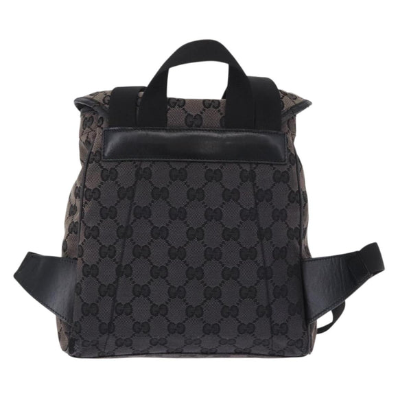 GUCCI GG Canvas Backpack Black Silver 019.0352 Auth 192806