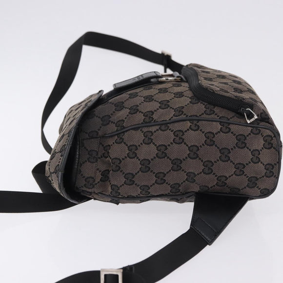 GUCCI GG Canvas Backpack Black Silver 019.0352 Auth 192806