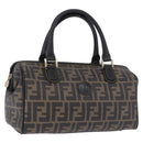 FENDI Zucca Boston Bag PVC Leather Brown Gold Tone Auth 192807A-1