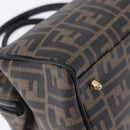 FENDI Zucca Boston Bag PVC Leather Brown Gold Tone Auth 192807A-12