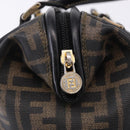 FENDI Zucca Boston Bag PVC Leather Brown Gold Tone Auth 192807A-14