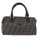 FENDI Zucca Boston Bag PVC Leather Brown Gold Tone Auth 192807A-2
