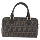 FENDI Zucca Boston Bag PVC Leather Brown Gold Tone Auth 192807A-3