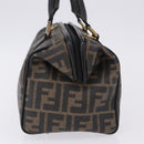 FENDI Zucca Boston Bag PVC Leather Brown Gold Tone Auth 192807A-4