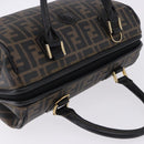 FENDI Zucca Boston Bag PVC Leather Brown Gold Tone Auth 192807A-6