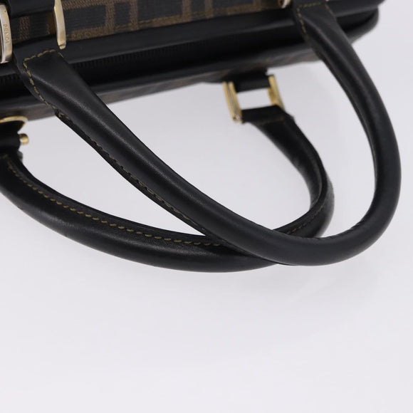 FENDI Zucca Boston Bag PVC Leather Brown Gold Tone Auth 192807A