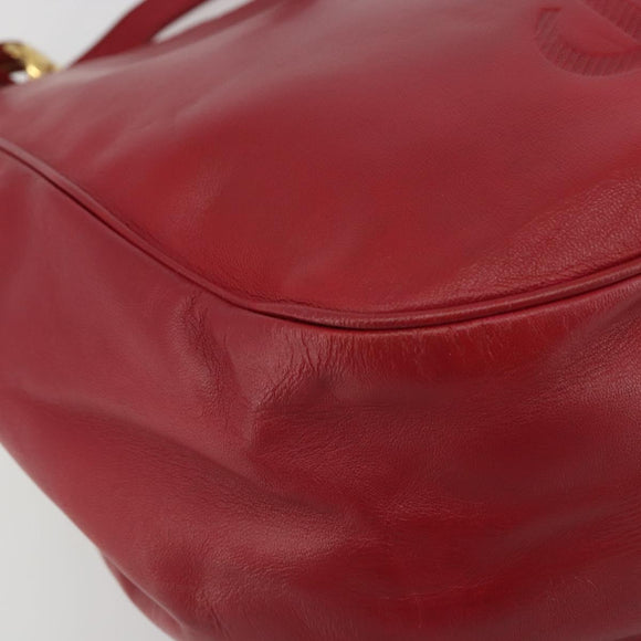 LOEWE Shoulder Bag Leather Red Gold Tone Auth 192808A