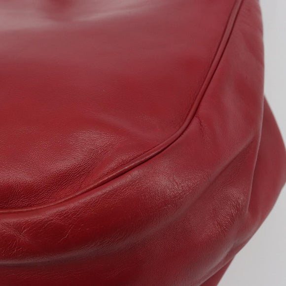 LOEWE Shoulder Bag Leather Red Gold Tone Auth 192808A