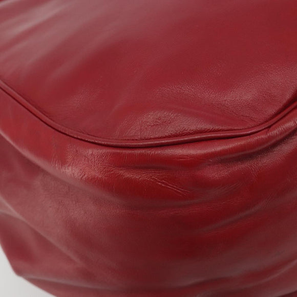 LOEWE Shoulder Bag Leather Red Gold Tone Auth 192808A