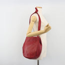LOEWE Shoulder Bag Leather Red Gold Tone Auth 192808A-21