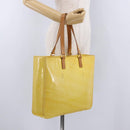 LOUIS VUITTON Monogram Vernis Columbus Tote Bag Lime Yellow M91047 Auth 192809-23
