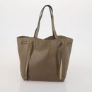 CELINE Tote Bag Leather Canvas 2 Set Beige Blue Auth 192810-10