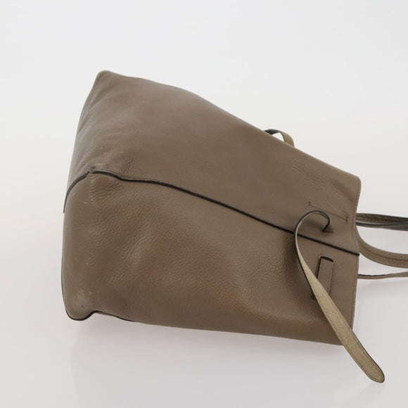 CELINE Tote Bag Leather Canvas 2 Set Beige Blue Auth 192810