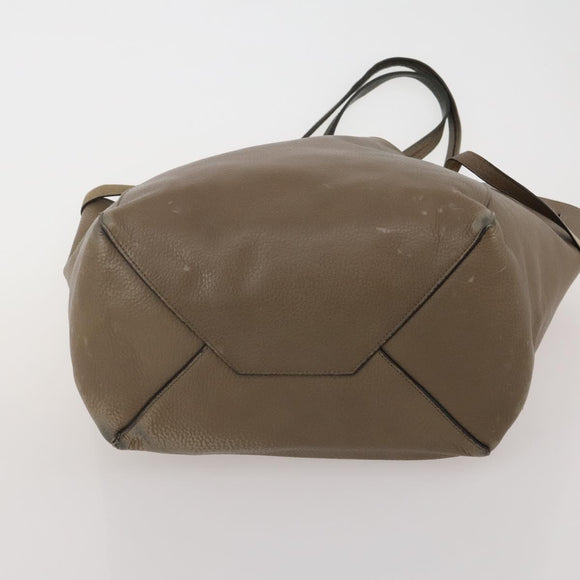 CELINE Tote Bag Leather Canvas 2 Set Beige Blue Auth 192810