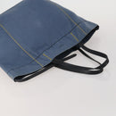 CELINE Tote Bag Leather Canvas 2 Set Beige Blue Auth 192810-5
