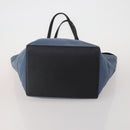 CELINE Tote Bag Leather Canvas 2 Set Beige Blue Auth 192810-7