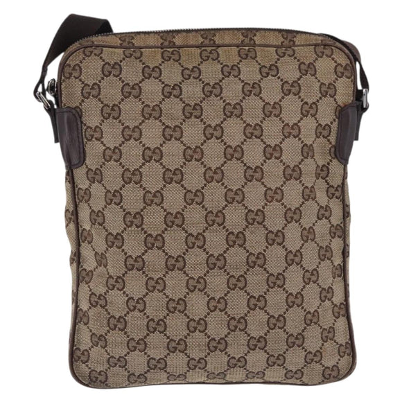 GUCCI GG Canvas Shoulder Bag Beige Silver 92551 Auth 192812