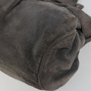 LOEWE Tote Bag Suede Gray Silver Auth 192813-15